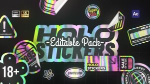Videohive Holographic Stickers & Labels Titles template preview