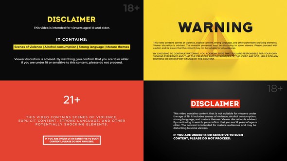 Videohive Caution Clips | Editable Disclaimer Video Templates Elements template preview