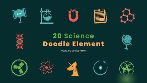 Videohive Animated Science Doodles Element Pack After Effects Template