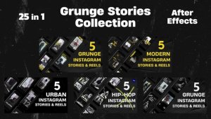 Videohive Grunge Instagram Stories Collection 25in1 Openers template preview