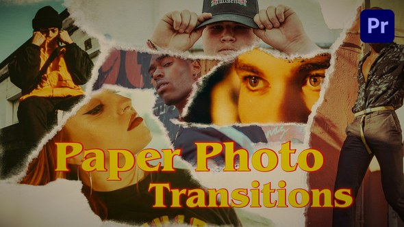 Paper Photo Transitions Premiere Pro template preview