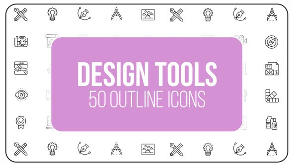 Graphic and Design Tools - 50 Thin Line Icons Video Displays template preview