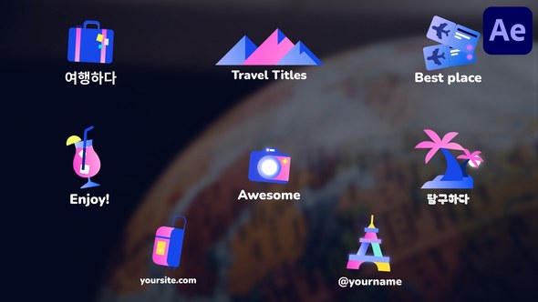 Videohive Travel Icons And Titles for After Effects Titles template preview