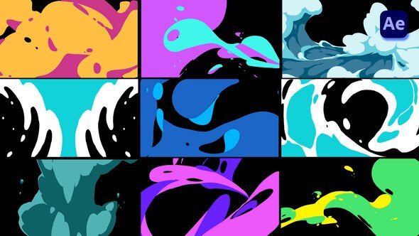 Videohive Cartoon Liquid FX Transitions [After Effects] Elements template preview