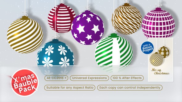 Videohive Christmas Bauble Template with Merry Christmas Vertical Animated Greeting Card Elements template preview