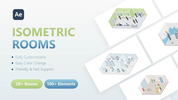 Videohive 3D Isometric Rooms Video Displays template preview