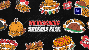 Videohive Thanksgiving Stickers Pack Titles template preview