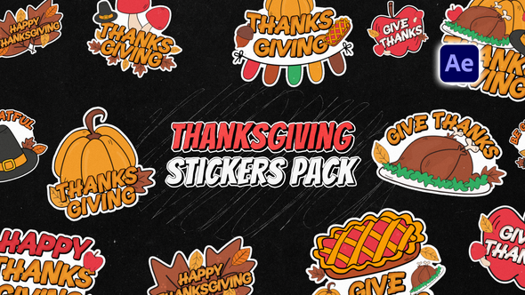Videohive Thanksgiving Stickers Pack Titles template preview