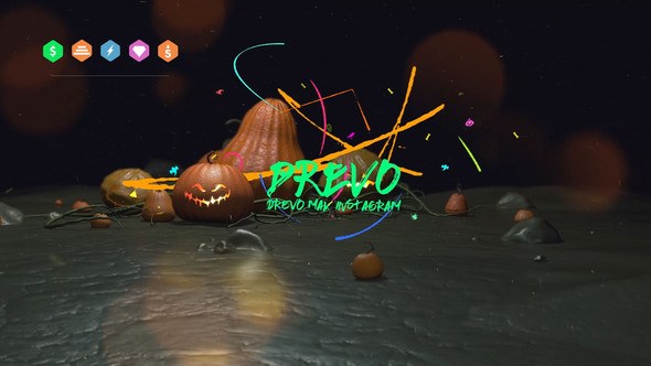 Videohive Halloween Brush Opener/ Colorful Logo/ Scary Pumpkin Face/ Dark Mystery/ Horror Party/ Witch/Bats Titles template preview