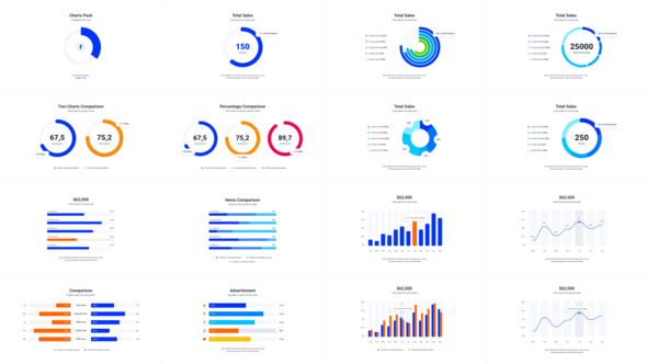 Infographics Charts Pack Video Displays template preview
