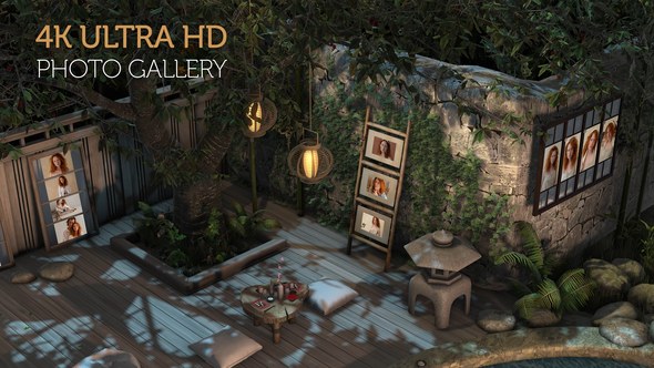 Videohive Photo Gallery in a Garden at Night Video Displays template preview