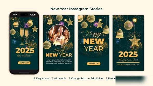 Videohive New Year Instagram Stories | New Year Opener Openers template preview