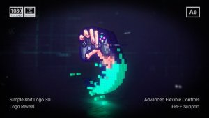Videohive Simple 8bit Pixel Cube Logo 3D Logo Stings template preview