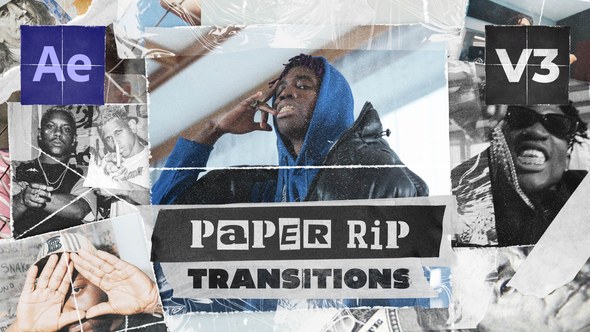 Videohive Paper Rip Transitions Elements template preview