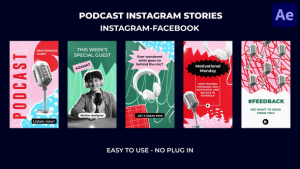 Videohive 5 in 1 Podcast Instagram Stories Broadcast-packages template preview
