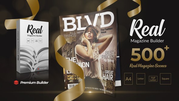 Videohive Real Magazine Builder for Element 3D Product Promo template preview