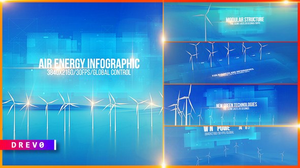 Videohive Air Generator Infographic/ Wind Energy Turbines/ Green Power/ Power Grid/ Eco/ Economic/ Politics Product Promo template preview