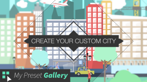 Flat City Vector - City with Buildings, Pedestrians, Cars, Planes... in Flat Design Video Displays template preview