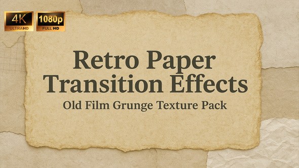 Videohive Retro Paper Transition Effects вЂ“ Old Film Grunge & Texture Pack Elements template preview