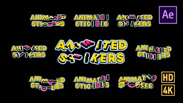 Videohive Animated Text Stickers Titles template preview