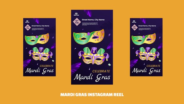 Videohive Mardi Gras Instagram Reel Openers template preview