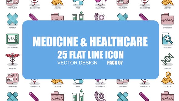 Medicine And Healthcare - Flat Animation Icons Video Displays template preview