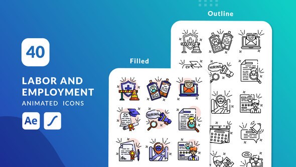 Videohive Labor and Employment Animated Icons | After Effects Elements template preview