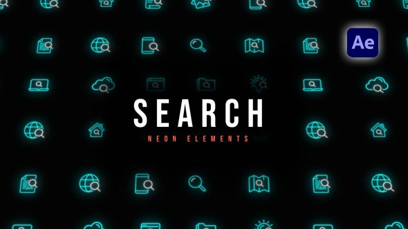 Videohive Search Neon Icons Elements template preview