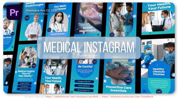 10 Medical Healthcare Instagram Pack Premiere Pro template preview
