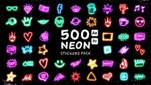 Videohive Neon Stickers Pack Elements template preview