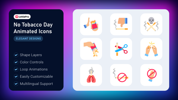 Videohive No Smoking Animated Icons Elements template preview