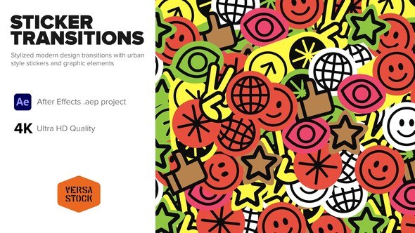 Videohive Sticker Transitions Elements template preview