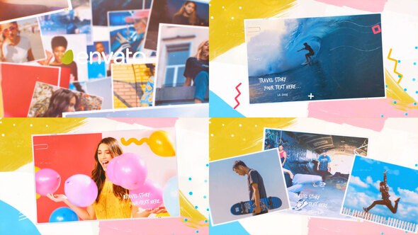 Videohive 4K Color Travel Photo Frames Slideshow 2 Video Displays template preview