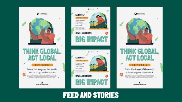 Videohive Earth Day Feed And Stories Instagram Openers template preview