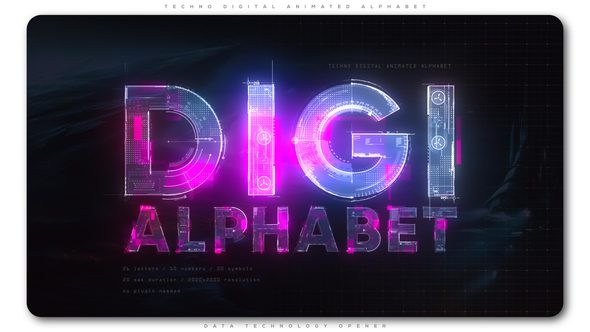 Videohive Techno Digital Animated Alphabet Titles template preview