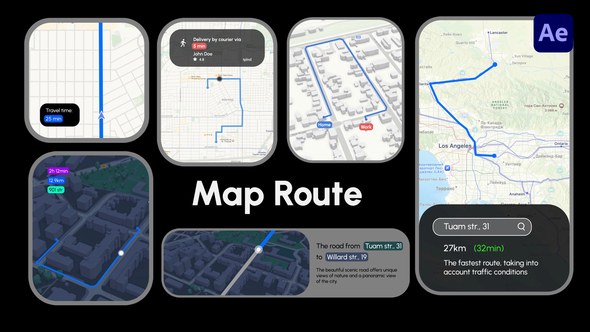Videohive Map Route Widgets Elements template preview