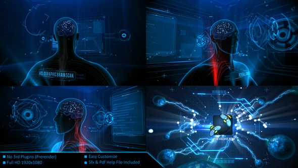 Videohive Holographic Brain Scan Logo Stings template preview