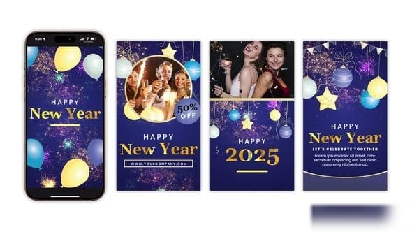Videohive New Year Celebration Instagram Stories | New Year Reels Openers template preview