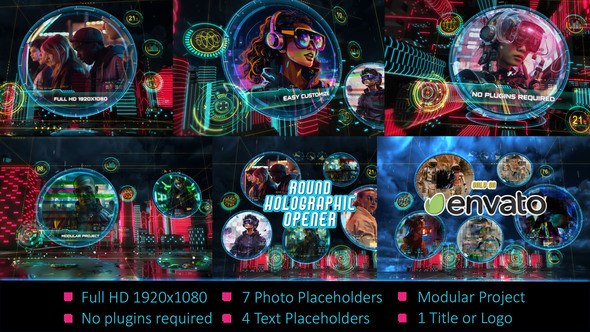 Videohive Round Holographic Opener Openers template preview