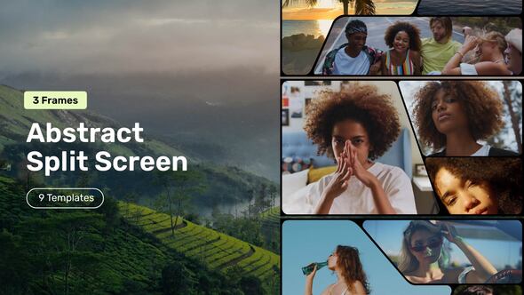 Videohive Abstract Split Screen вЂ“ 3 Frames Video Displays template preview