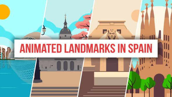 Videohive Animated Landmarks In Spain Infographics template preview