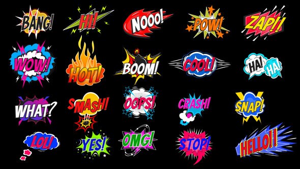 Videohive Comic Text Bubbles Titles template preview