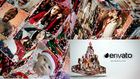 Christmas Tree Photo Opener Premiere Pro template preview