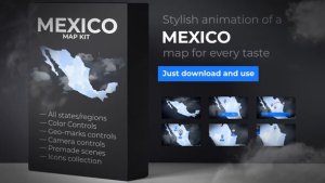 Videohive Mexico Map - United Mexican States Map Kit Video Displays template preview