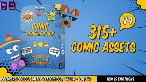 Comic Titles - Speech Bubbles - Emoji - Stickers - Flash FX Graphic Pack Video Displays template preview