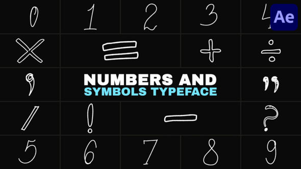 Videohive Numbers And Symbols Typeface | After Effects 54519727 Elements template preview