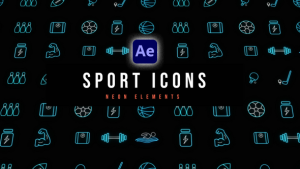 Videohive Sport Neon Icons Elements template preview