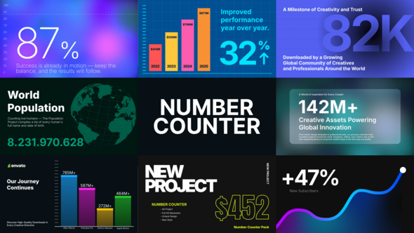 Videohive Number Counter Design Pack Video Displays template preview
