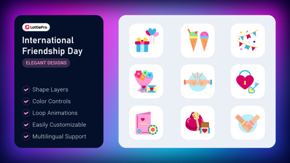 Videohive International Friendship Day Animated Icons Elements template preview
