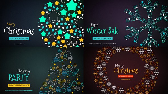 Merry Christmas Text Reveal Video Displays template preview